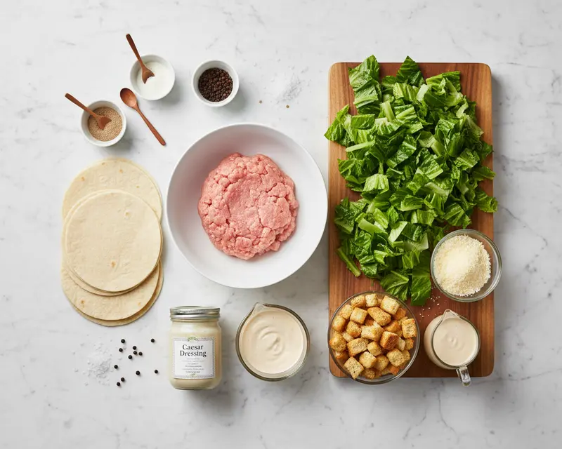 Caesar Chicken Smash Tacos 2 ingredients
