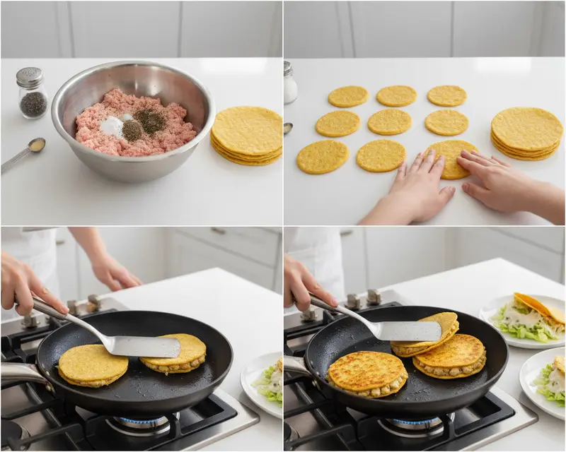Caesar Chicken Smash Tacos 3 cooking process