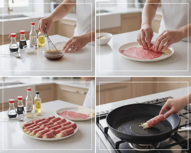 Enoki Beef Rolls Recipe 3 cooking process