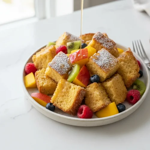 Beautiful plated Hawaiian Bread French Toast Bake