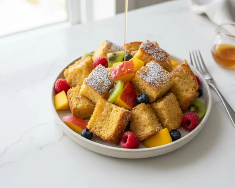 Beautiful plated Hawaiian Bread French Toast Bake