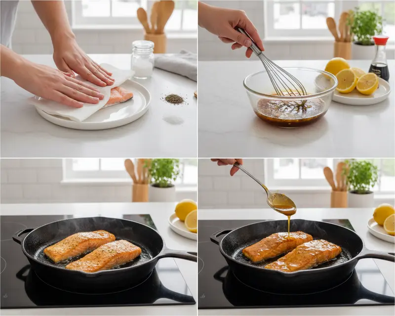 Honey Garlic Salmon 3 cooking process