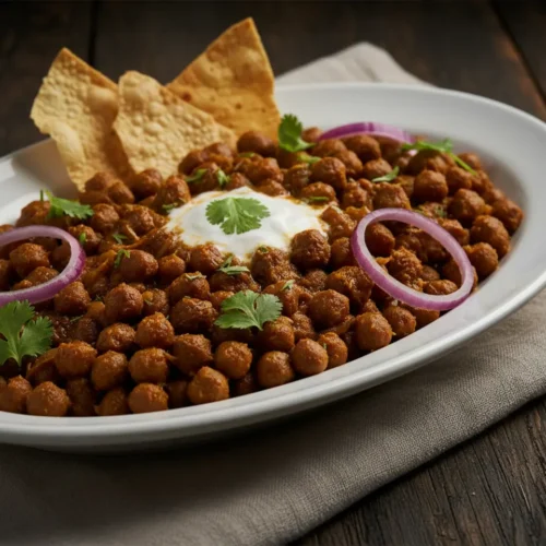 Beautiful plated kala chana recipe punjabi style