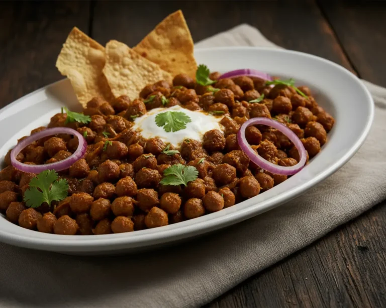 Beautiful plated kala chana recipe punjabi style