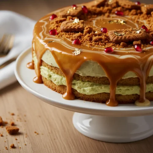 Beautiful plated Lotus Milk Cake