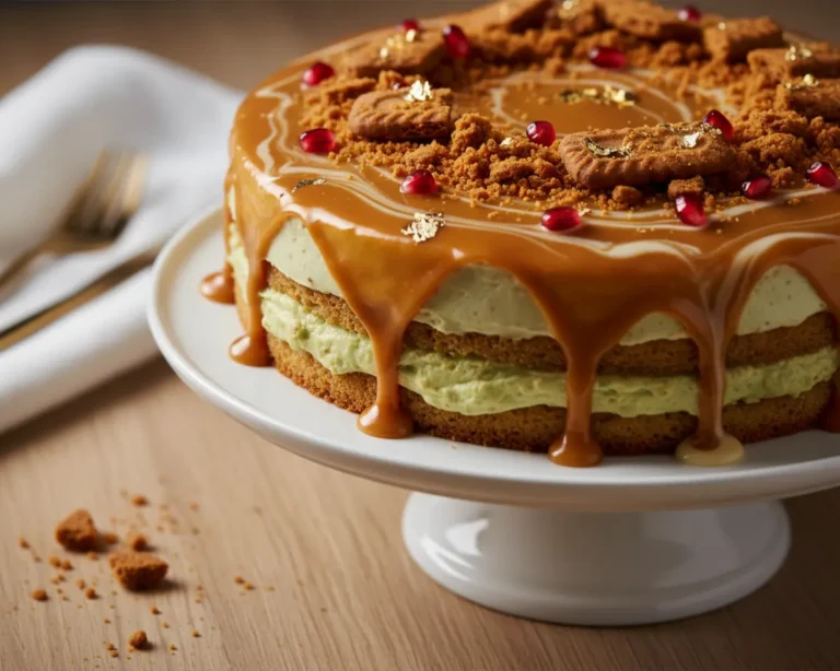 Beautiful plated Lotus Milk Cake
