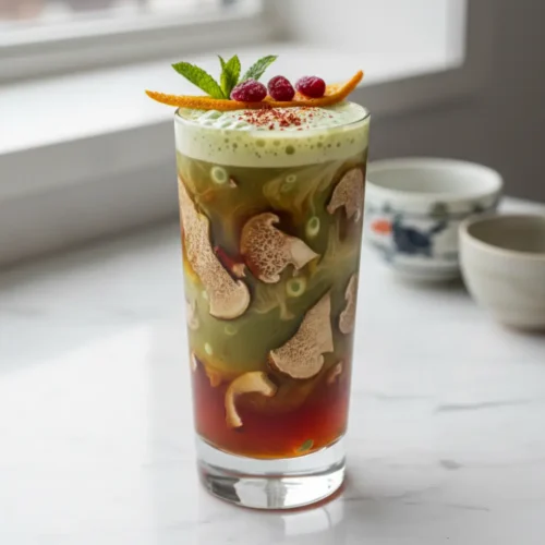 Beautiful plated Mushroom Tea