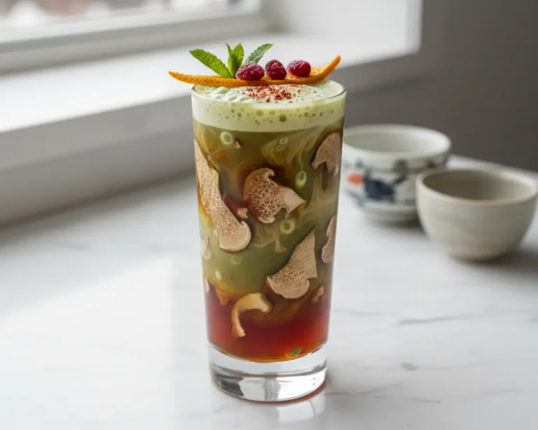 Beautiful plated Mushroom Tea