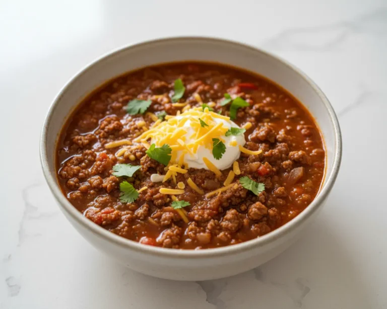 Beautiful plated Pepper Belly Pete Chili Recipe