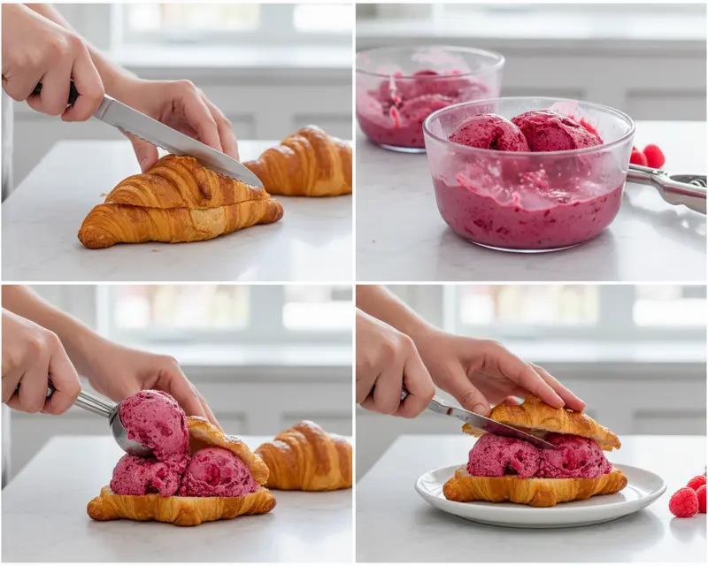 Raspberry Croissant Ice Cream Sandwich Recipe 3 cooking process