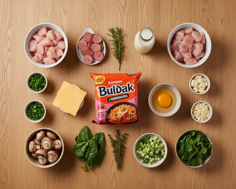 Samyang Buldak Noodles Carbonara 2 ingredients