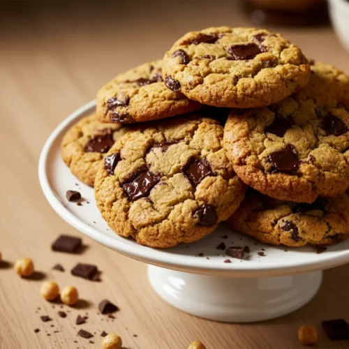 Beautiful plated vegan chickpea cookies recipe