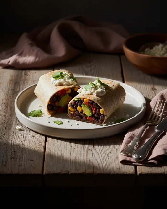 Vegetarian Black Bean Burrito Recipe 4 final plated dish