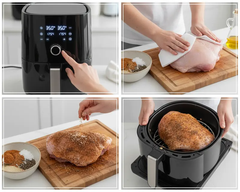 Air Fryer Turkey Breast for Two 3 cooking process