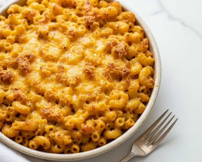 Beautiful plated Baked Thanksgiving Mac and Cheese for Two