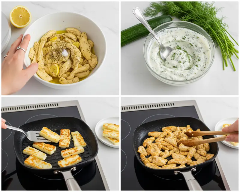 Chicken Halloumi Gyros 3 cooking process
