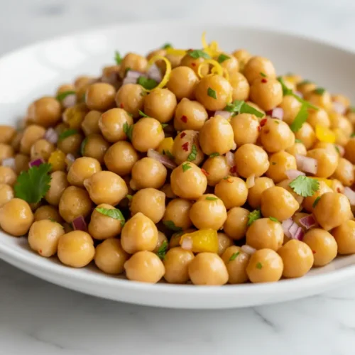 Beautiful plated chickpea scoopable salad