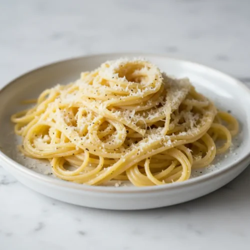 Beautiful plated Frozen Lemon 4-Ingredient Pasta