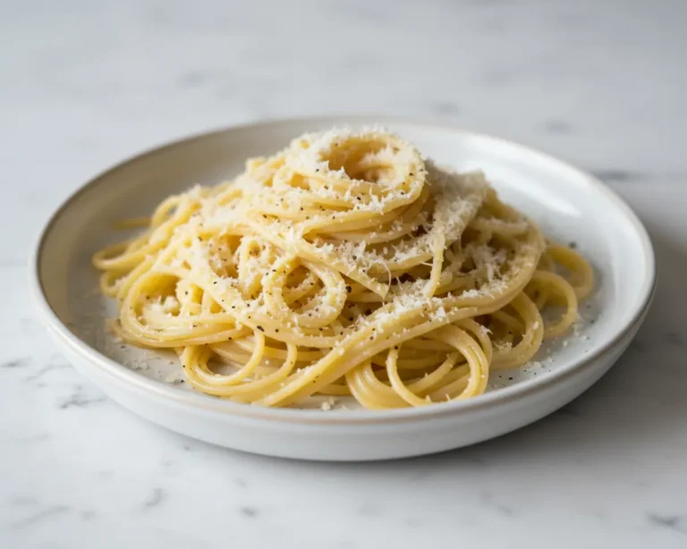 Beautiful plated Frozen Lemon 4-Ingredient Pasta