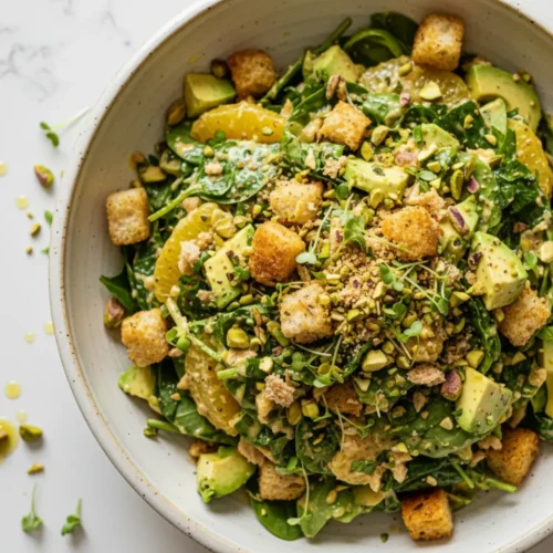 Beautiful plated green goddess scoopable salad