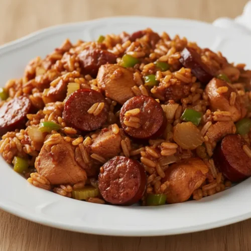 Beautiful plated ina garten jambalaya recipe