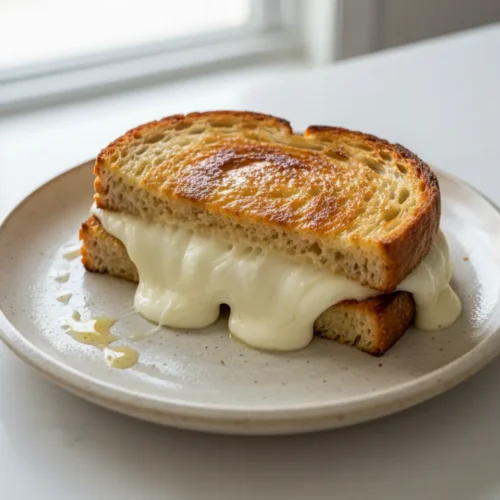 Beautiful plated mozzarella cheese for grilled cheese