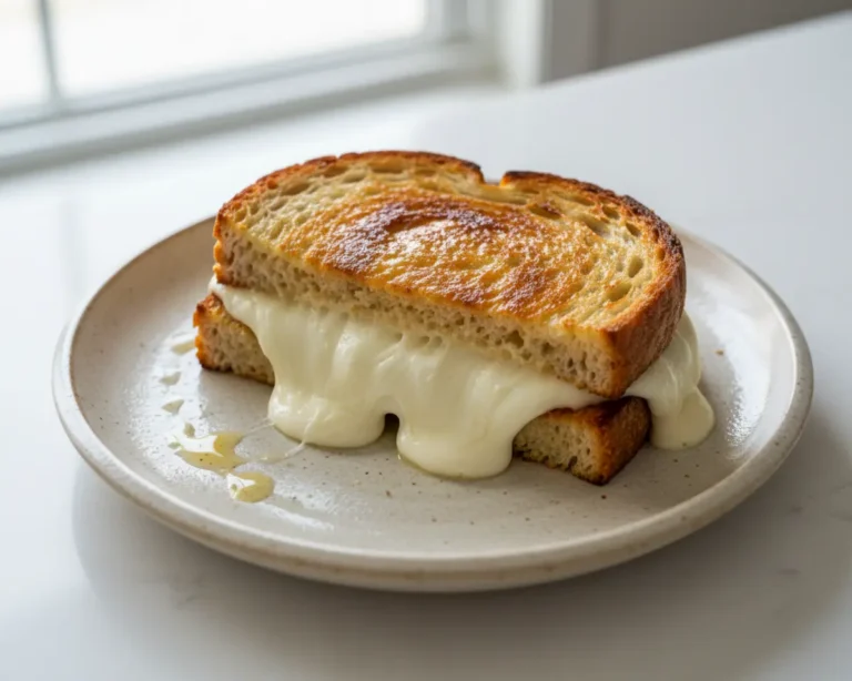 Beautiful plated mozzarella cheese for grilled cheese