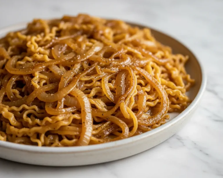 Beautiful plated One-Pot French Onion Pasta