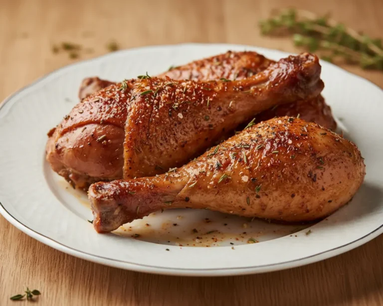 Beautiful plated Roasted Turkey Legs for Two (Thanksgiving)