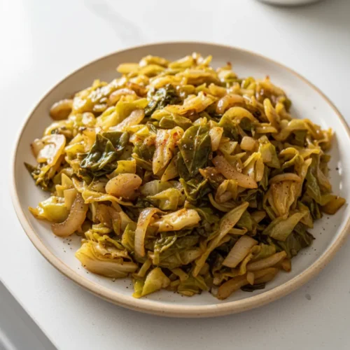 Beautiful plated smothered cabbage recipe