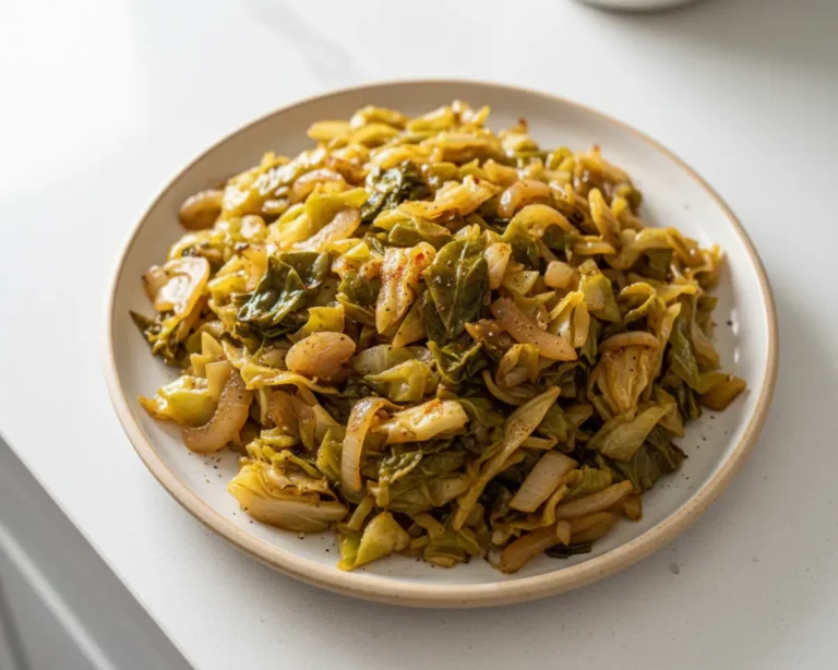 Beautiful plated smothered cabbage recipe