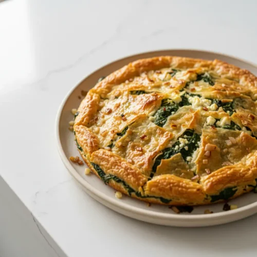 Beautiful plated spanakopita rice paper recipe