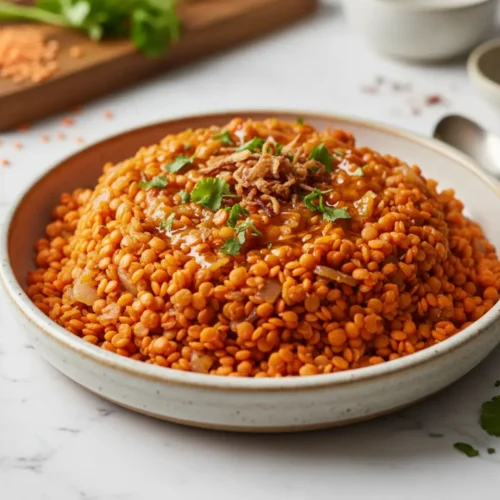 Beautiful plated split red lentils