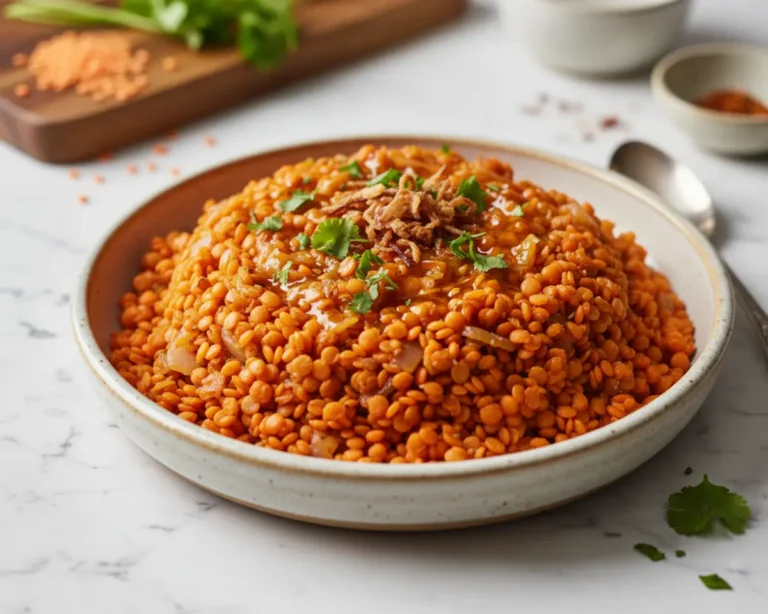 Beautiful plated split red lentils