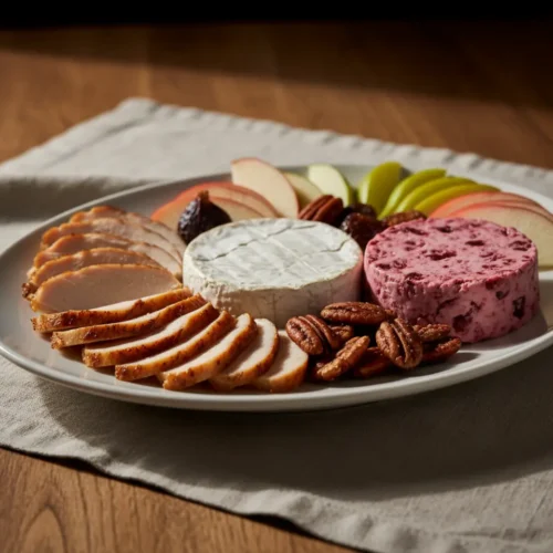 Beautiful plated Thanksgiving Charcuterie Board for Two