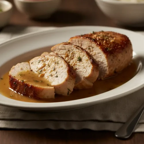 Beautiful plated Turkey Tenderloin for Two on a Budget